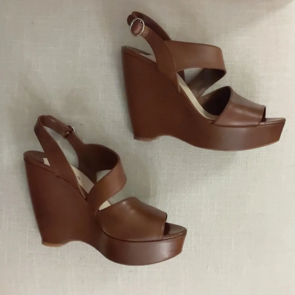 Prada Asymmetric Calfskin Wedge Sandal